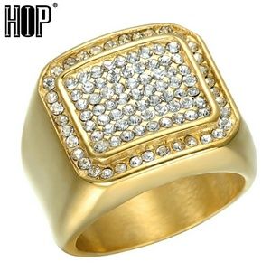 Hip hop square iced out ring for men size 11